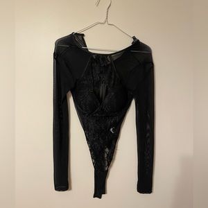 Privy Black Sheer Bodysuit Small